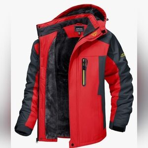 Men's Winter Ski Jacket Waterproof Snow Coat Fleece Lined Warm Hooded Par